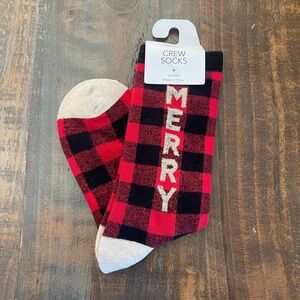 Maurices Festive Red and Black Plaid Socks